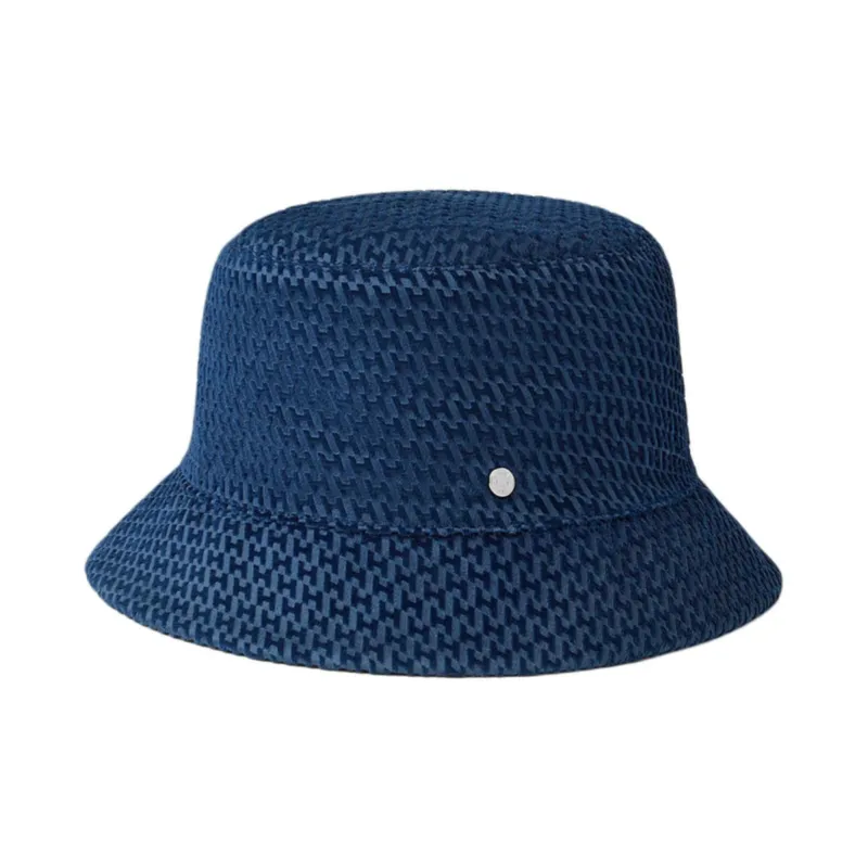 HERMES Cotton Bucket Hats Unisex Blue-1
