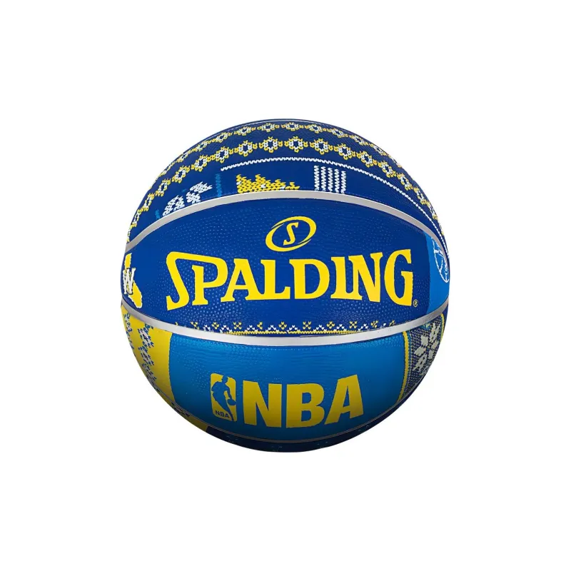 SPALDING Rubber Basketball Blue Yellow Size 7 Ball Training Unisex-3