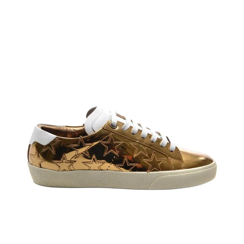 SAINT LAURENT Low Top Skateboard Shoes Women's Gold-1