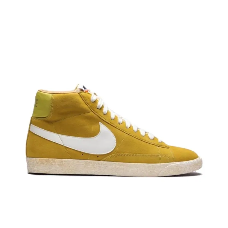 Nike Blazer High Anti-Slip Wear-Resistant High-Top Skateboard Shoes Unisex Yellow-1