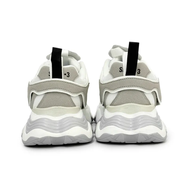 SLNU 3 Height Increasing Coverage Low Top Chunky Sneakers Men's White Gray-4