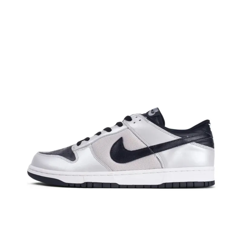 Nike Dunk Anti-Slip Wear-Resistant Low-Top Skateboard Shoes Men's Silver Black-0