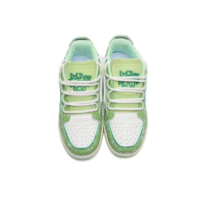ALI THE FOX Abrasion Resistant Balance Lightweight Low Top Skateboard Shoes Unisex Avocado Green-4