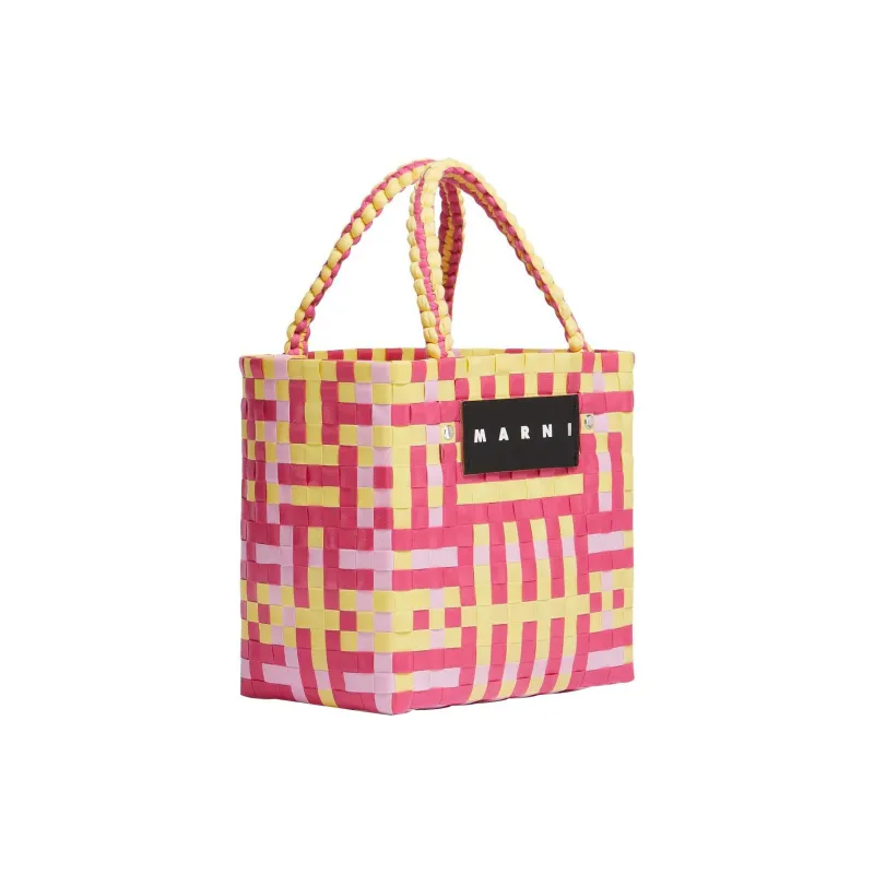 MARNI Basket Series Polypropylene Tote Bag, Shopping Bag, Handbag Regular Women's Soft Pink-1