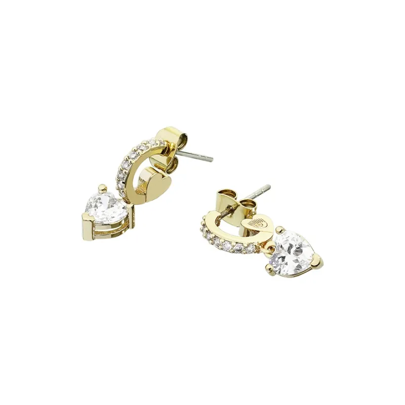 CHIARA FERRAGNI Zircon, Rhinestones, 18K Gold Plating Italian Luxury Minimalist Style Hoop Earrings Women's Gold-2