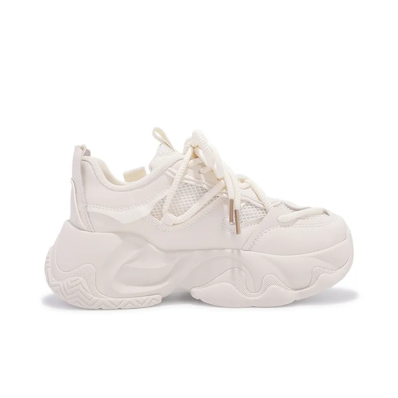 SNXR Anti-Slip Wear-Resistant Waterproof And Breathable Low-Top Chunky Sneakers Women's Beige-44