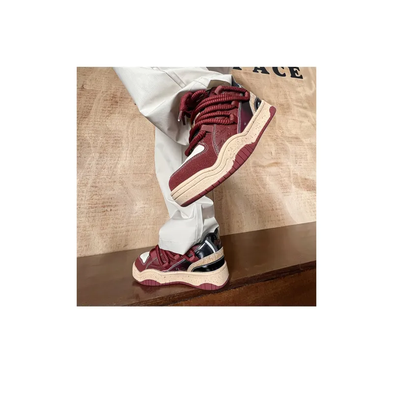 TOMAY Anti Slip And Wear Resistant Lightweight Low Top Skateboard Shoes Unisex Burgundy-5