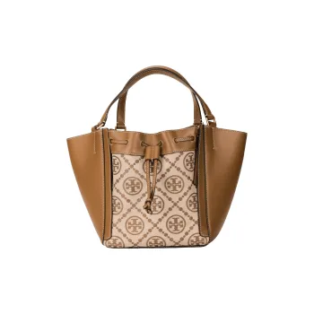 TORY BURCH T MonogramMcGraw Jacquard Leather Bucket Bag Tote Bag Shopping Bag Handbag Regular Women's Hazelnut Brown