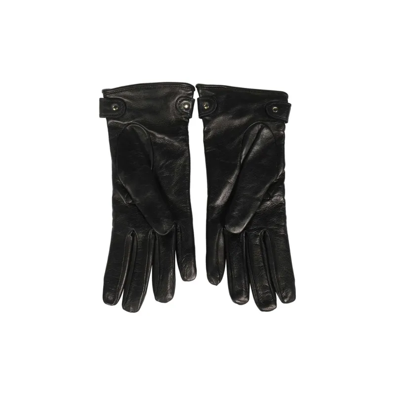 MOSCHINO Leather Gloves Women's Black/Gold-1