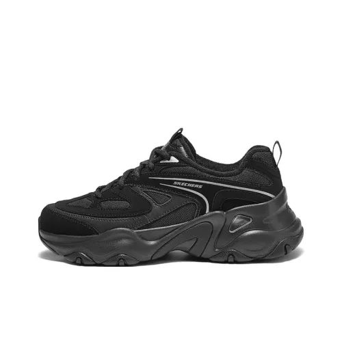 Skechers DLITES Anti Slip Wear Resistant Breathable Support Low Top Chunky Sneakers Women's All Black