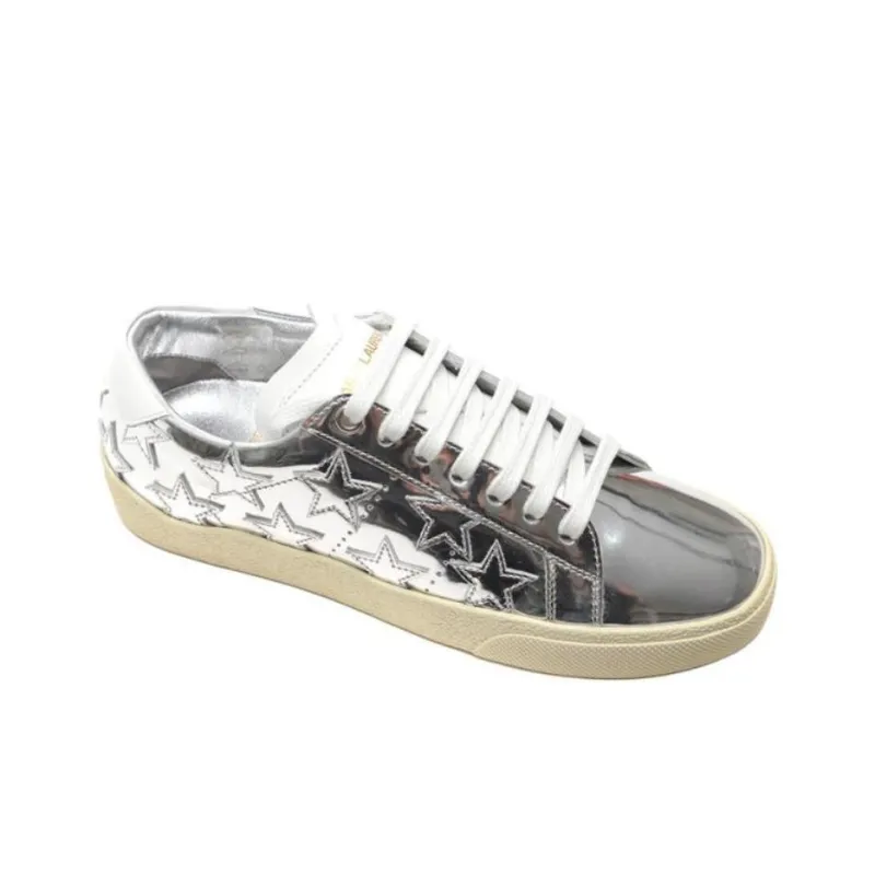 SAINT LAURENT Low Top Skateboard Shoes Women's Silver-2