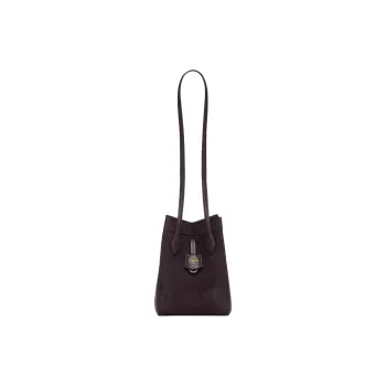 FENDI Suede Patchwork Cow Leather Bucket Bag Handbag Shoulder Bag Mini Women's Purple