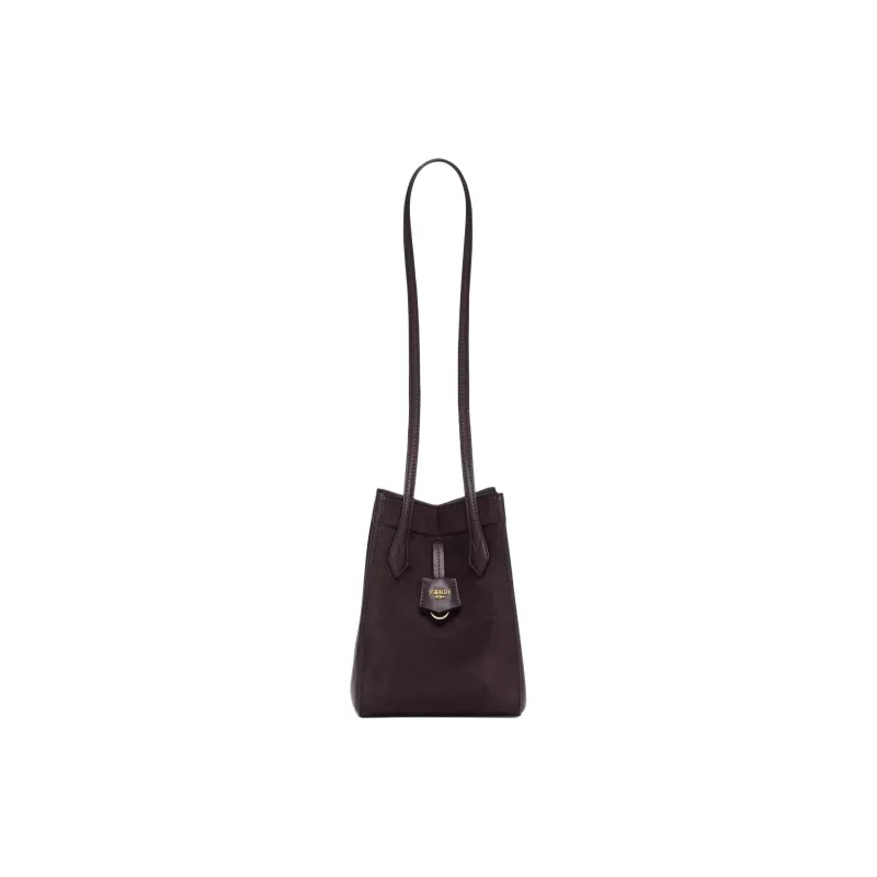 FENDI Suede Patchwork Cow Leather Bucket Bag Handbag Shoulder Bag Mini Women's Purple-0