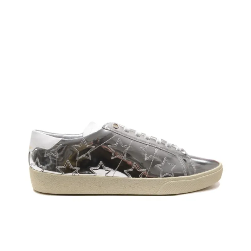 SAINT LAURENT Court Classic Low Top Skateboard Shoes Men's Silver-1