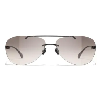 CHANEL Titanium Aviator Sunglasses Unisex Black