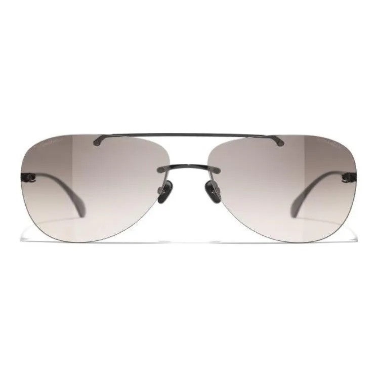 CHANEL Titanium Aviator Sunglasses Unisex Black-0