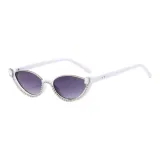 638 Rhinestone-Embellished White Frame with Gray Lens