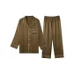 Men's Coffee Fish Tail Silk Long-Sleeved Set