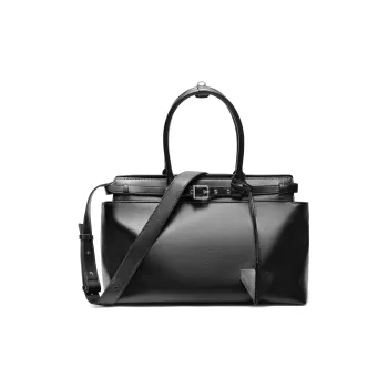 BELLE Split Cow Leather+Synthetic Leather Shoulder Bag, Crossbody Bag, Handbag Tubas Women's Black