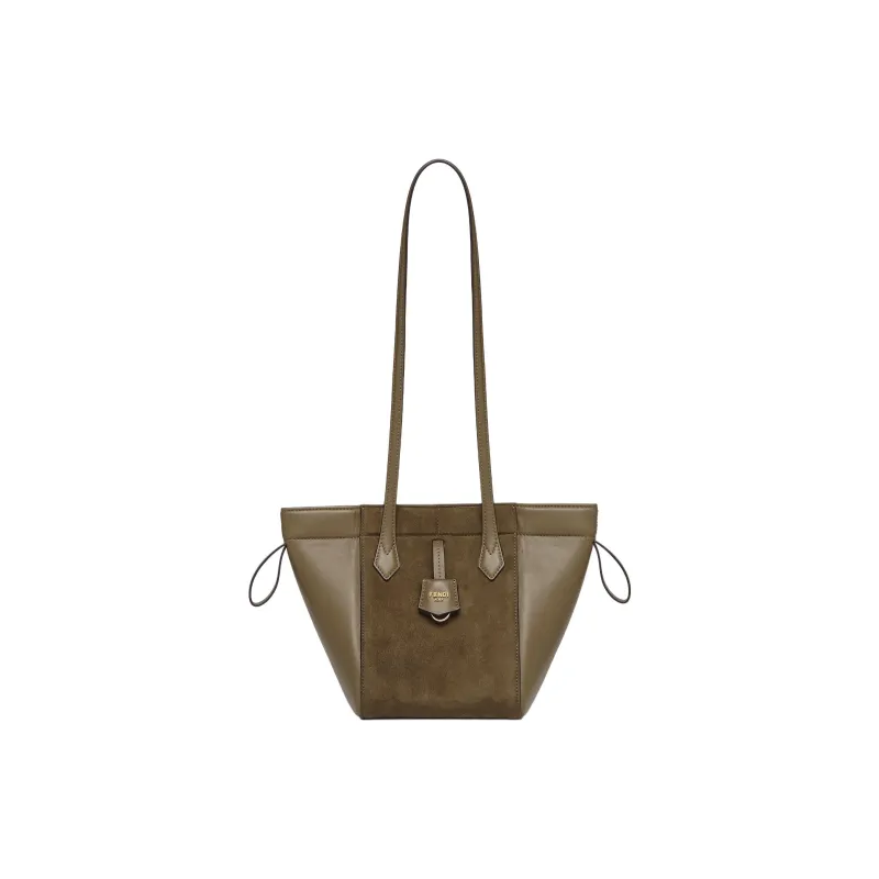 FENDI Suede With Calfskin Bucket Bag, Handbag, Shoulder Bag Women's Army Green-1