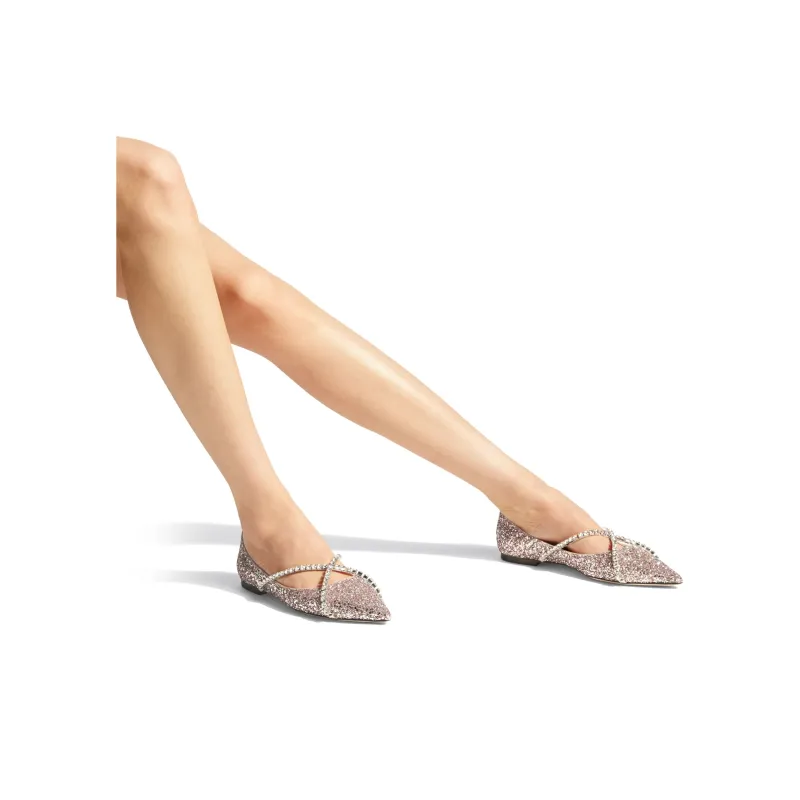 Jimmy Choo Genevi Crystal-embellished Ballerina Shoes-4