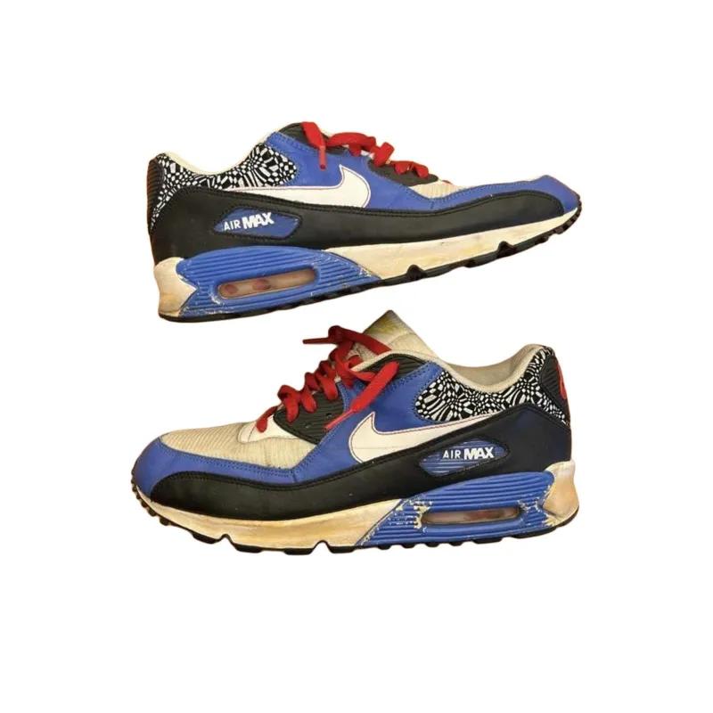 Nike Air Max 90 Anti-Slip Wear-Resistant Low-Top Casual Running Shoes Unisex Black Blue Red-2