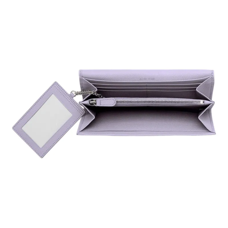 FERRAGAMO Embossed Calfskin Wallet Women's Purple-3