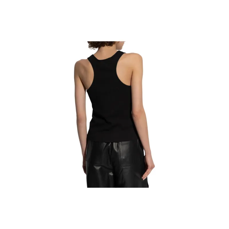PALM ANGELS Logo Embroidered Ribbed Tank Top-1