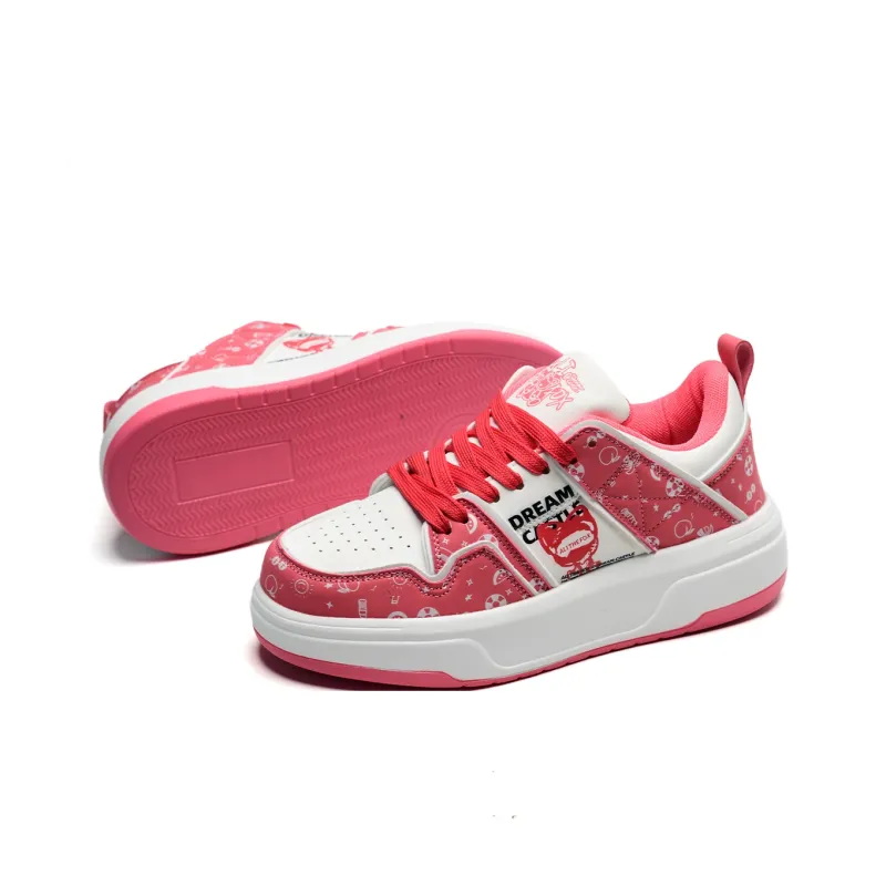ALI THE FOX Slip Resistant, Abrasion Resistant, Lightweight, Breathable Low Top Skateboard Shoes Women's Rose Red-6