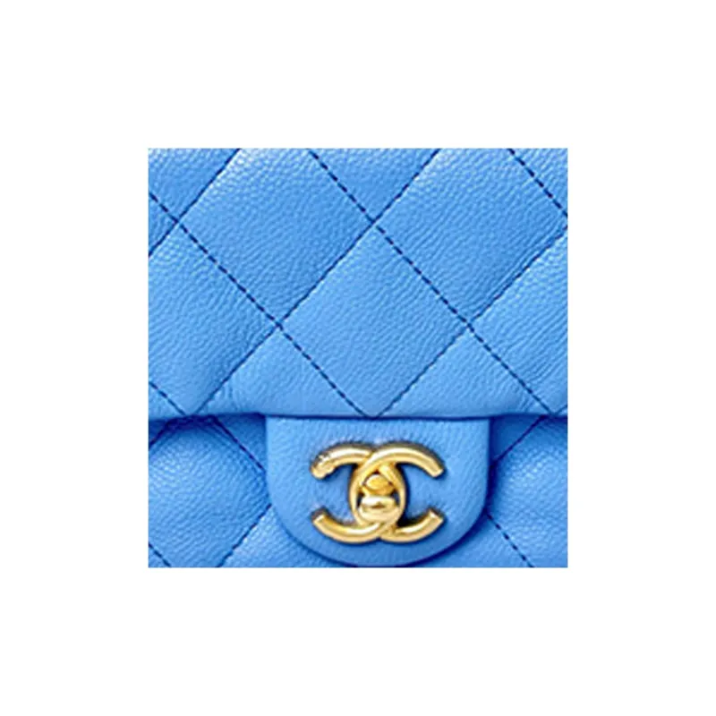 CHANEL Grain Cow Leather Flap Bag, Shoulder Bag, Crossbody Bag Mini Women's Blue-1