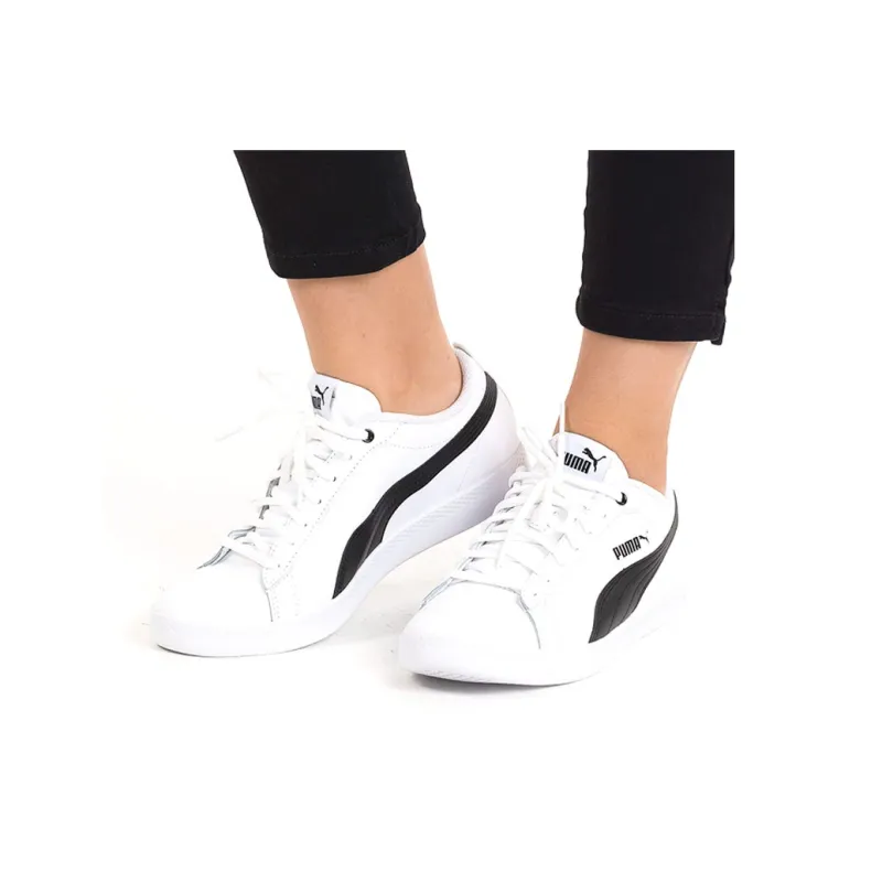 PUMA Smash V2 Leather 'White Black' Women's-5