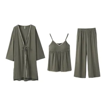Aannsfam Pajama Set Women's Lotus Leaf Green
