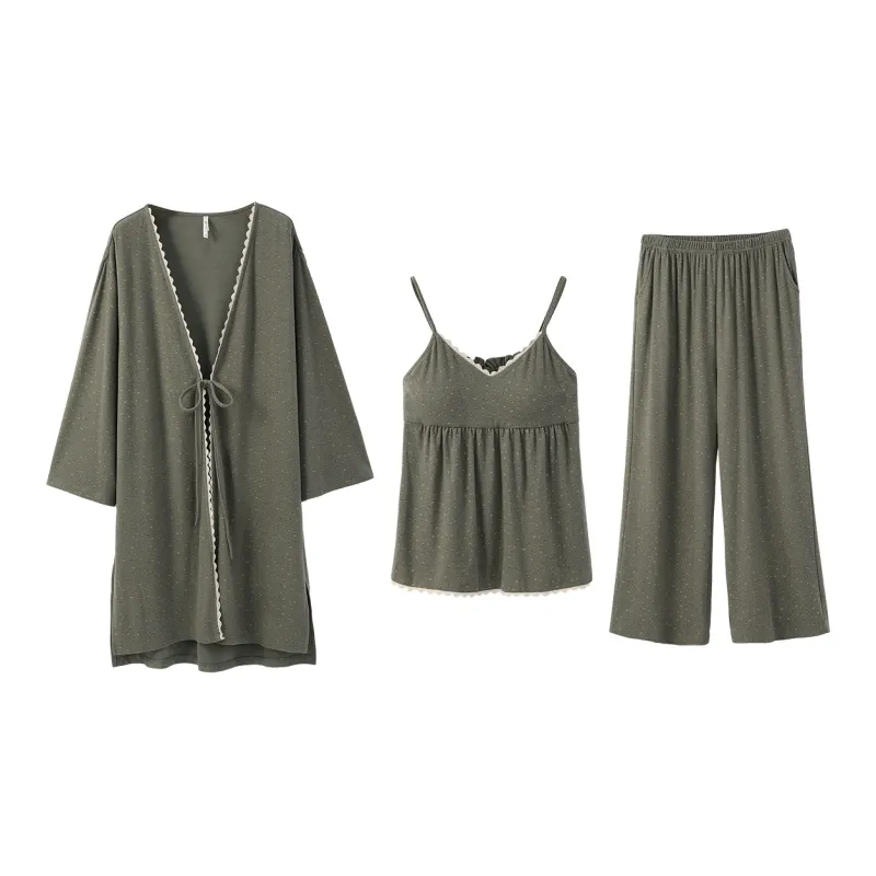 Aannsfam Pajama Set Women's Lotus Leaf Green-0