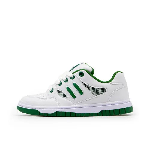 YIBONI Coverage Anti-Slip And Wear-Resistant Low-Top Skateboard Shoes Unisex White Green