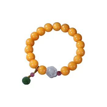 S&A Amber Beeswax Fine Jade Bracelets Women's