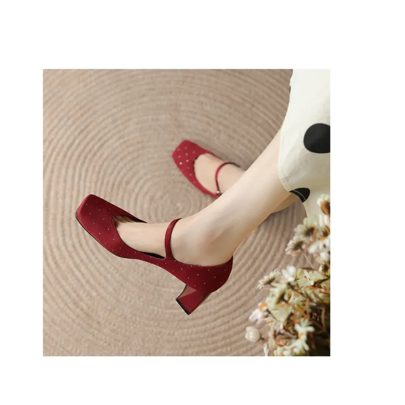 Beijiani Chunky Heel High Heels 6cm Women's-3