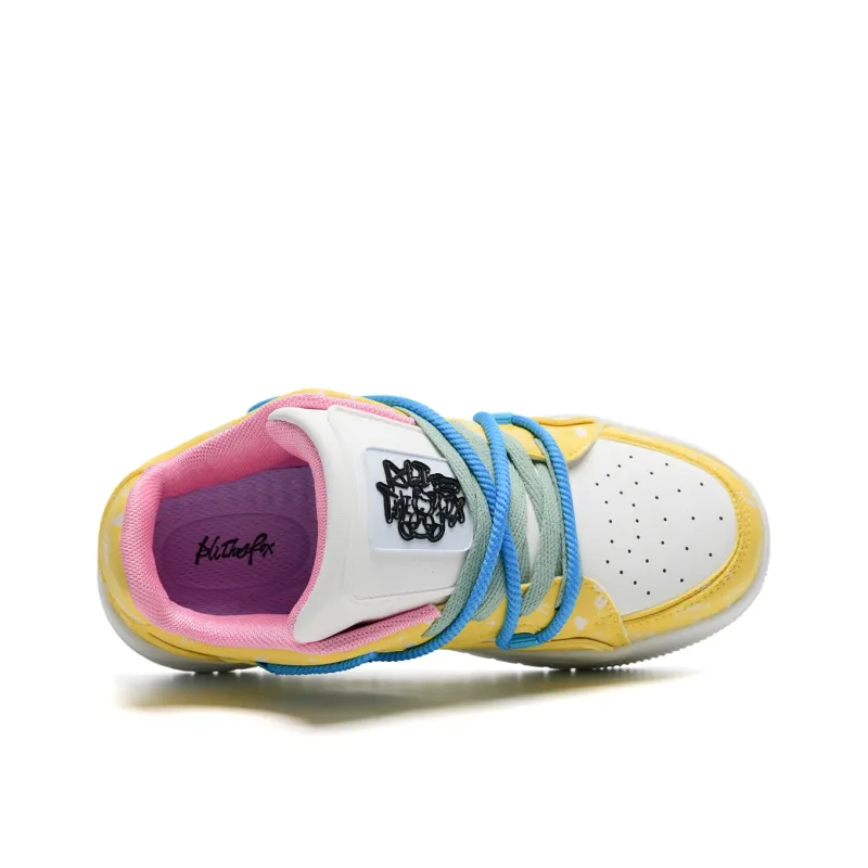 ALI THE FOX Abrasion Resistant Balance Lightweight Low Top Skateboard Shoes Unisex Lemon-3