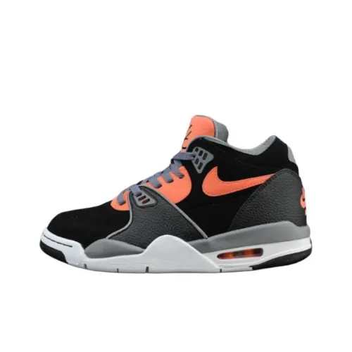 Nike Air Flight 89 Vintage Basketball Shoes Unisex Mid-Top Black - Bright Tangerine - Cool Gray