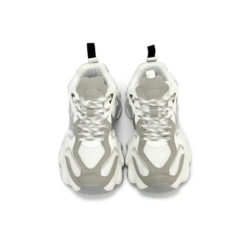 SLNU 3 Height Increasing Coverage Low Top Chunky Sneakers Men's White Gray-3