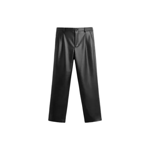 ZARA Leather Pants Men Black