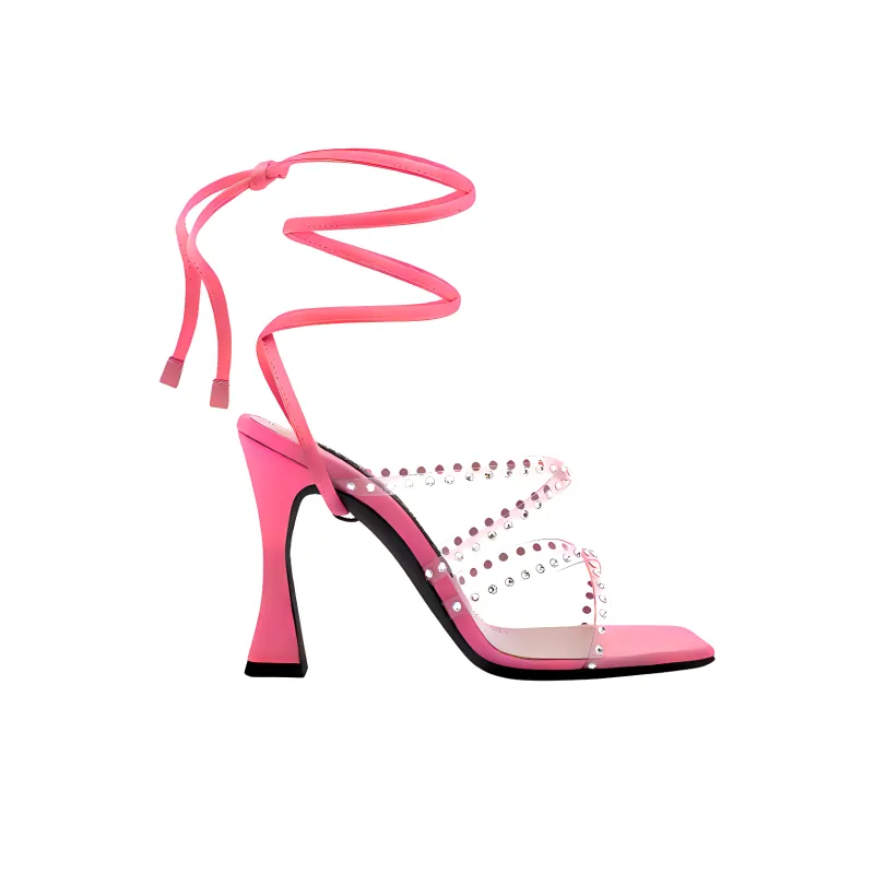 Les Petits Joueurs Nikki Strap Sandals 10cm Women's Pink-1