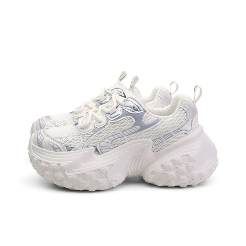 DEERWAY Anti Slip And Wear Resistant Breathable Low Top Chunky Sneakers Women's Greige-1