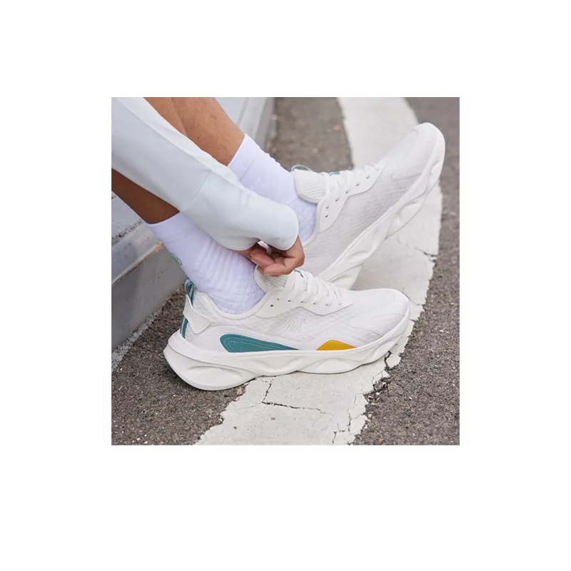 361° Light Feather Cushioning, Slip Resistant, Abrasion Resistant, Breathable Low Top Running Shoes White Green-5