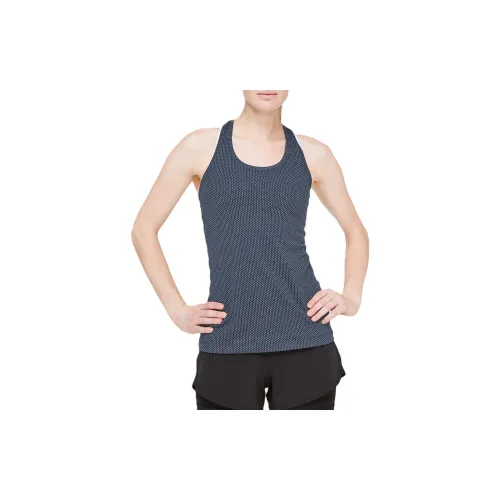 Lululemon Sleeveless Sports Shirts Women's Blue Background With White Dots