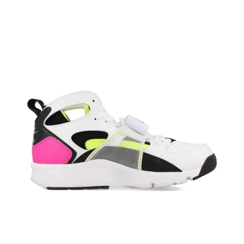 Nike Air Trainer Huarache Anti Slip Wear Resistant High Top Vintage Basketball Shoes Men's White Black Pink-1