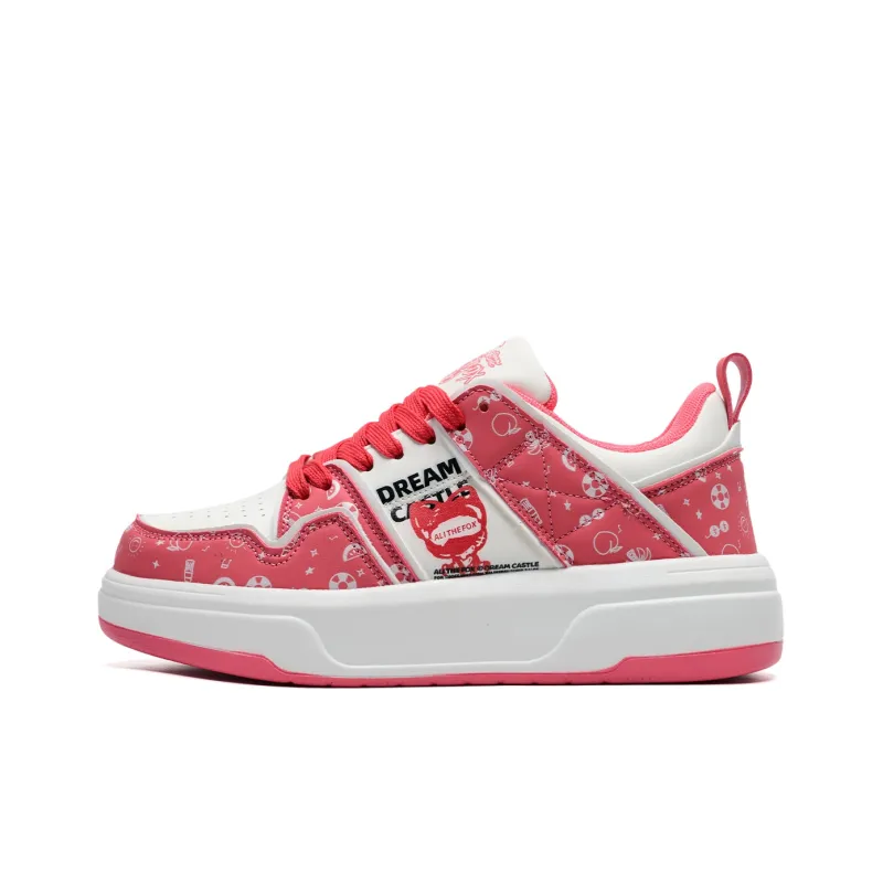 ALI THE FOX Slip Resistant, Abrasion Resistant, Lightweight, Breathable Low Top Skateboard Shoes Women's Rose Red-1
