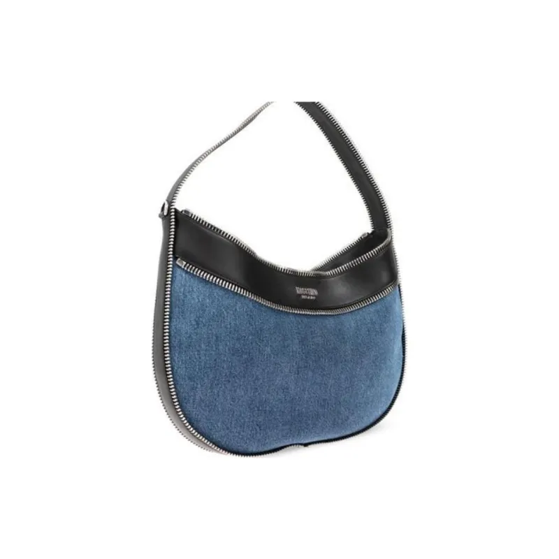 MOSCHINO Logo Lettering Denim Shoulder Bag-1