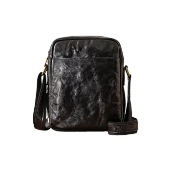 Back Step Cow Leather Shoulder Bag Men's Black/Coffee