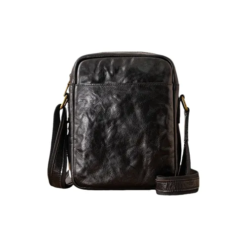 Back Step Cow Leather Shoulder Bag Men's Black/Coffee