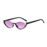 638 Rhinestone-Embellished Black Frame with Purple Lens